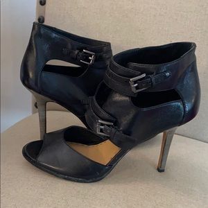 Coach Women’s Filomena Buckle Black Leather Heels Size 10